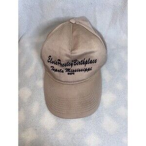 BIG Elvis Presley Birthplace Vintage cap Brown Lettering Words RN 91309